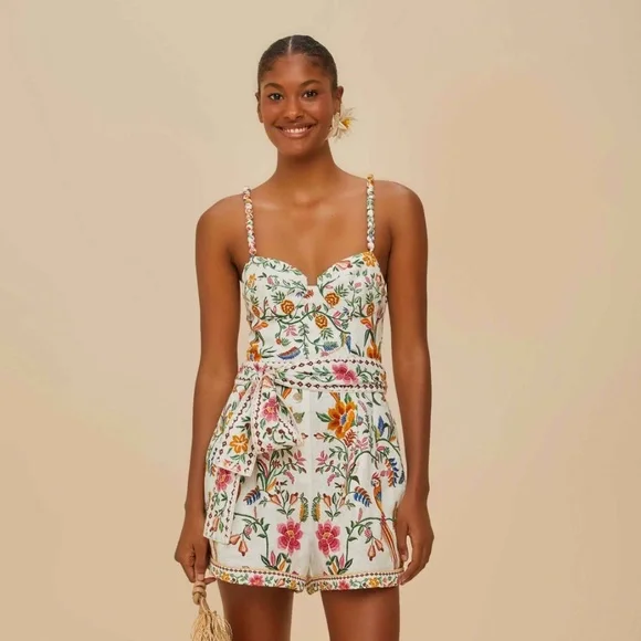 Farm Rio Off-White Delicate Forest Romper - Picture 1 of 7